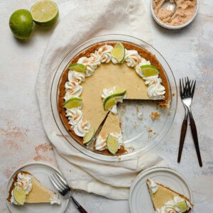 key lime pie sliced into pieces