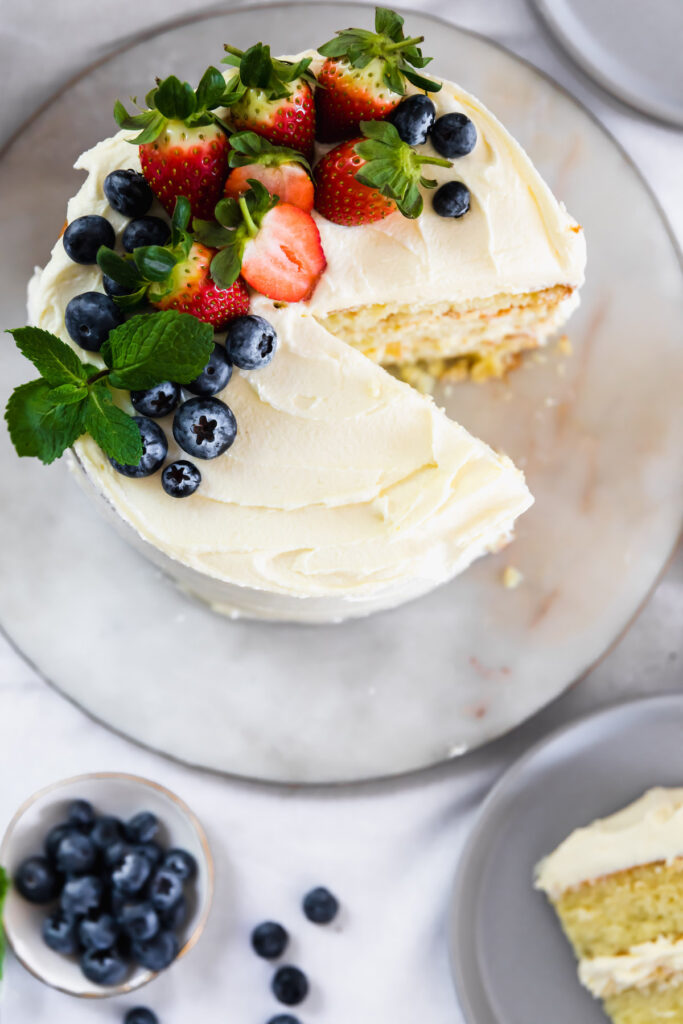 overhead vanilla cake