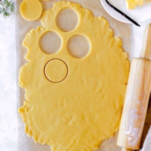 cutting out cookie dough