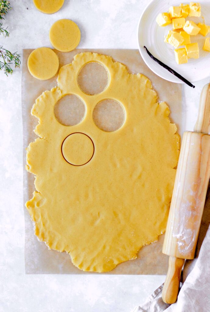 cutting out cookie dough