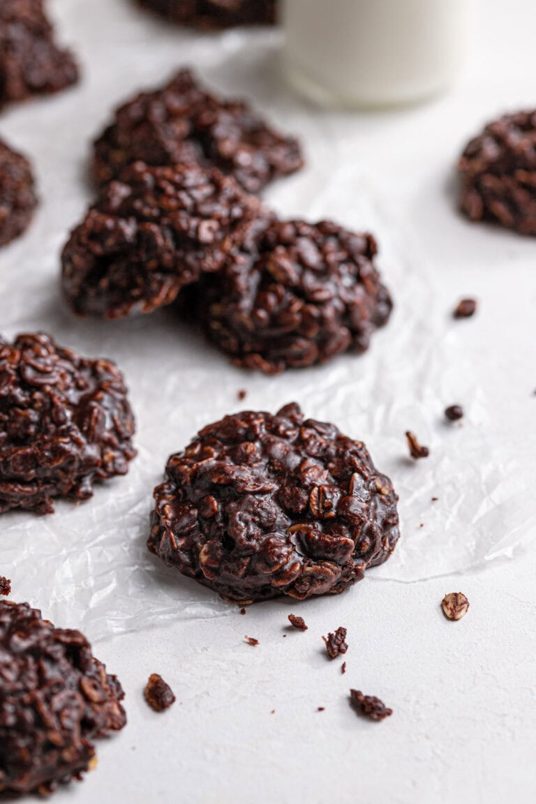 no bake cookies on white parchment paper