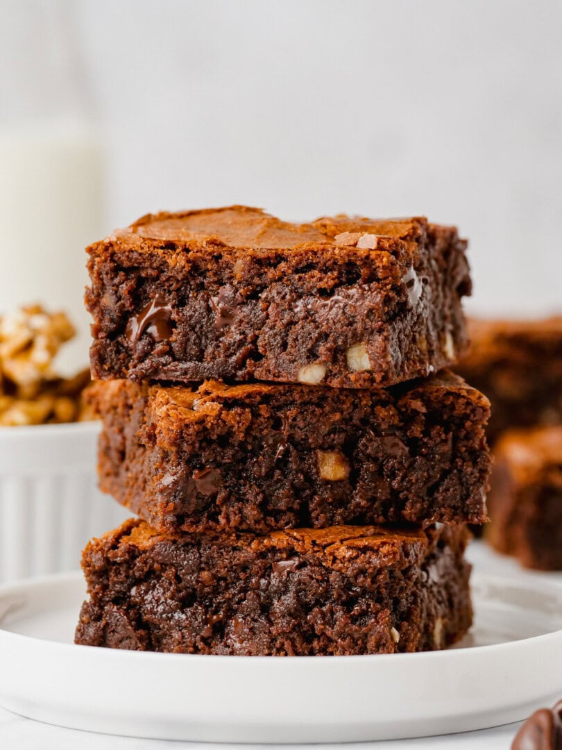 stack of three brownies
