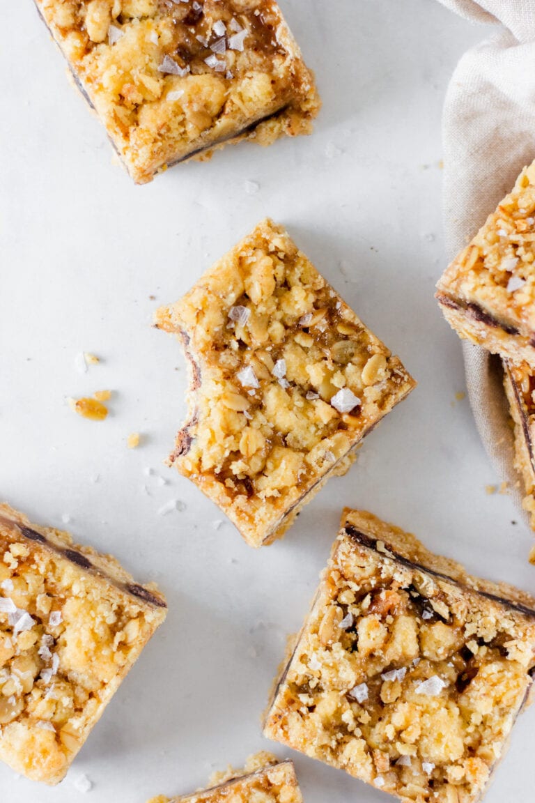 squares of carmelitas on white board