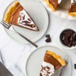 Chocolate pie slices to down view