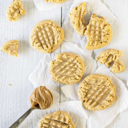 top down view of peanut butter cookies
