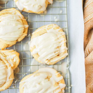 Circular cream cheese danish on cooling rack