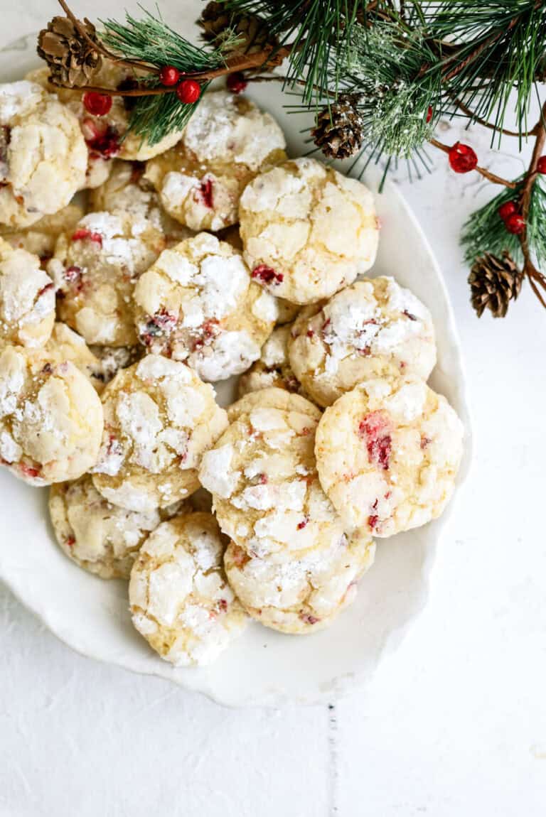 cranberry orange cookies on platter