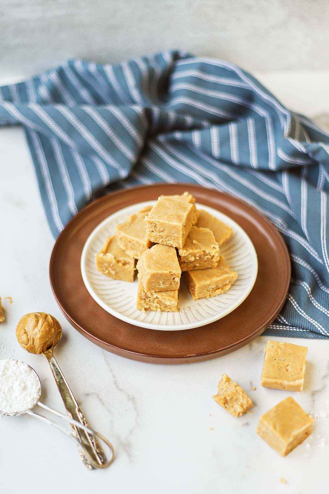 peanut butter fudge squares on plate