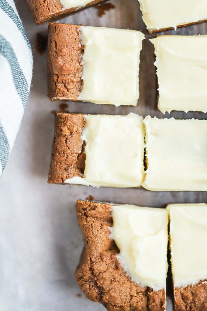 Gingerbread bars with cream cheese frosting