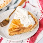 Slice of Gingerbread cream pie with whipped cream