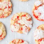 red hot cookies on baking sheet