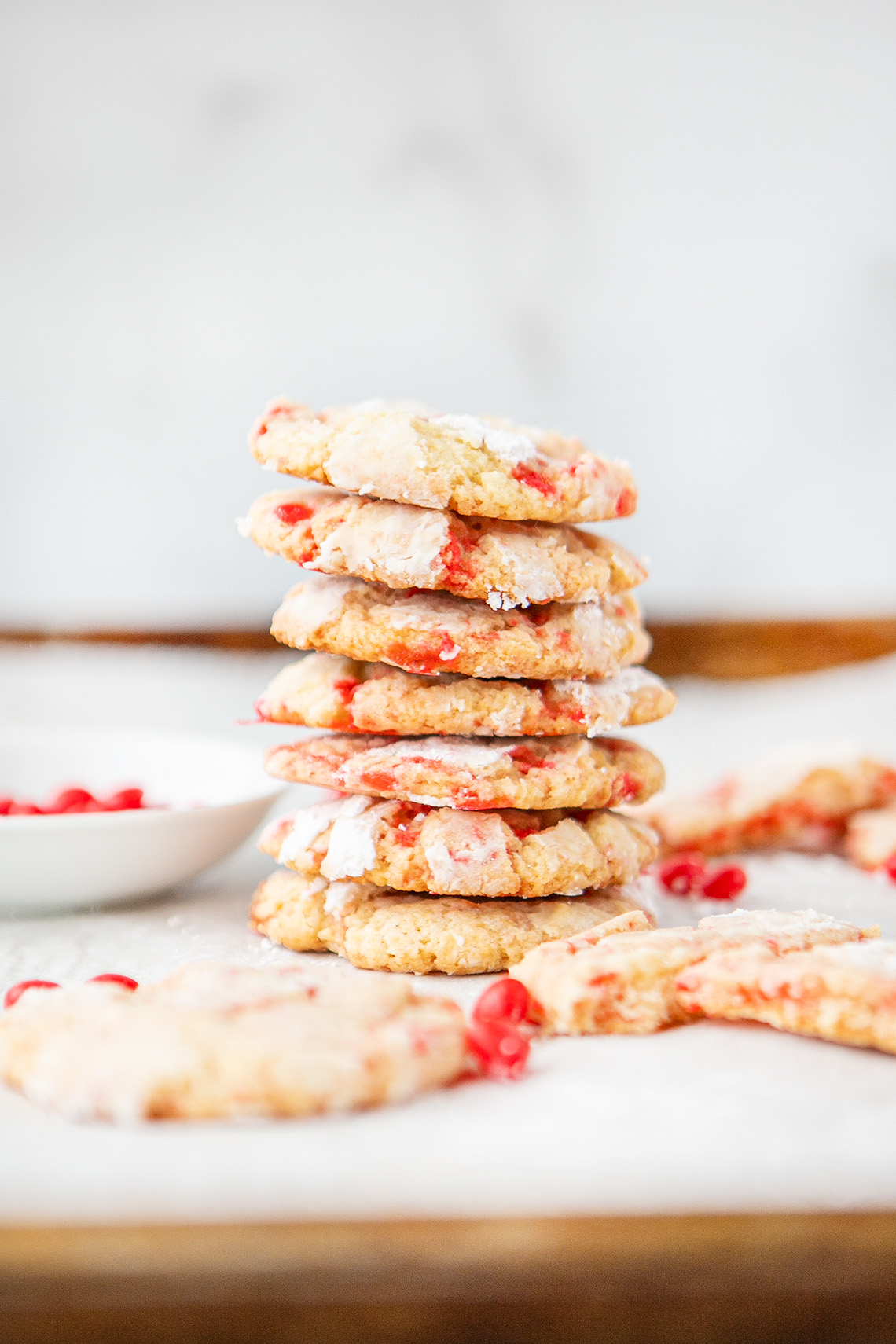 stacked red hot cookies