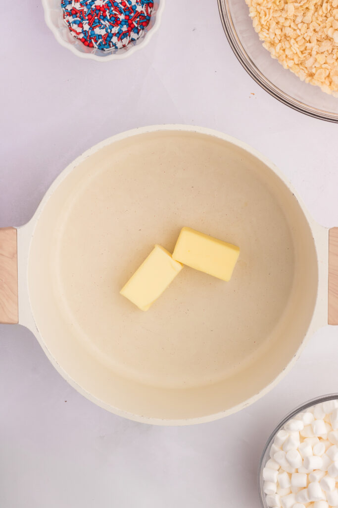 A pan filled with butter